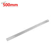 Silver 500mm stainless steel ruler with black numerical markings and hole for scale modeling precision