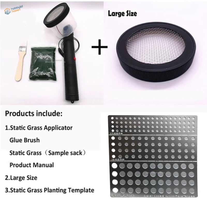 Static Grass Applicator 2.0 with black handle and transparent mesh head