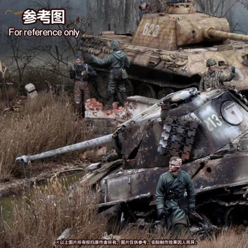 Battle-worn German tank model with static grass applicator 213 markings