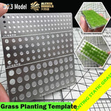 Silver metal Static Grass Applicator 2.0 template with circular perforations for 1:72 1:48 scale model terrain