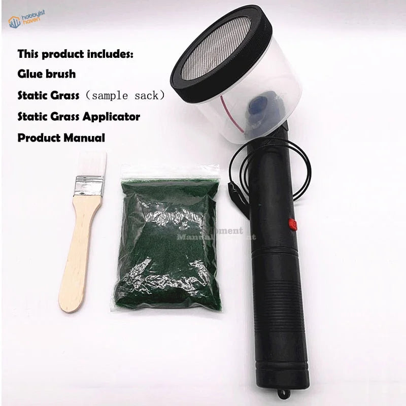 Static Grass Applicator 2.0 with black body, clear top and mesh screen