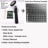 Static Grass Applicator 2.0 with black handle, red button, transparent top and mesh screen