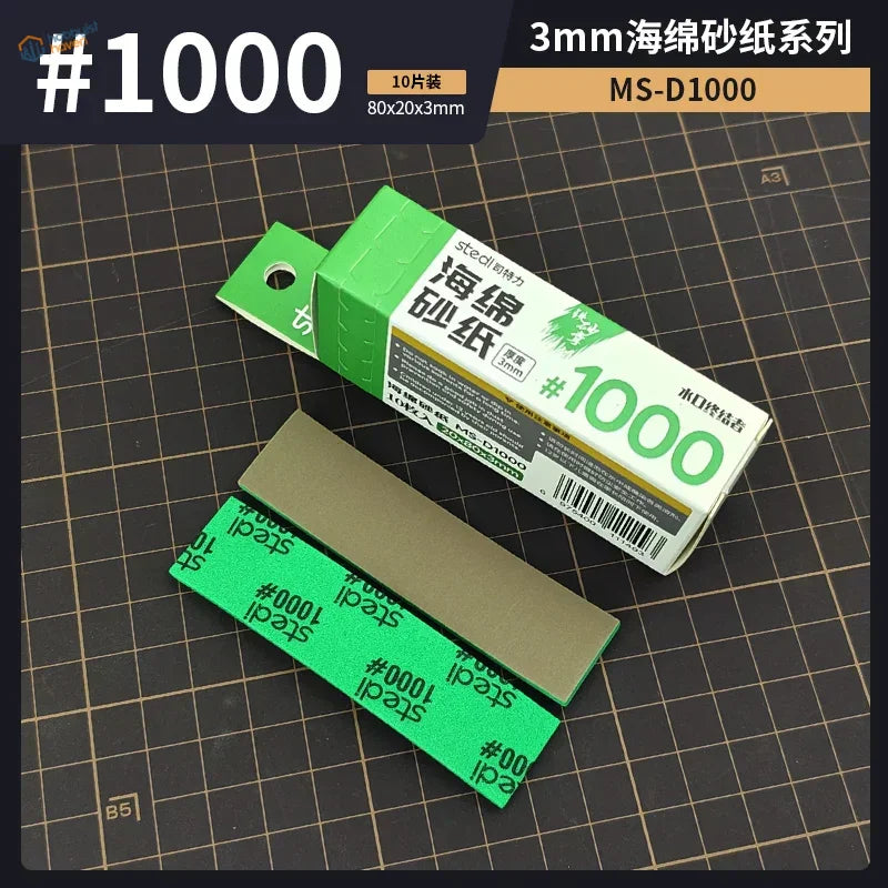Stedi sanding sponges: green beige 1000 grit 3mm strips in box
