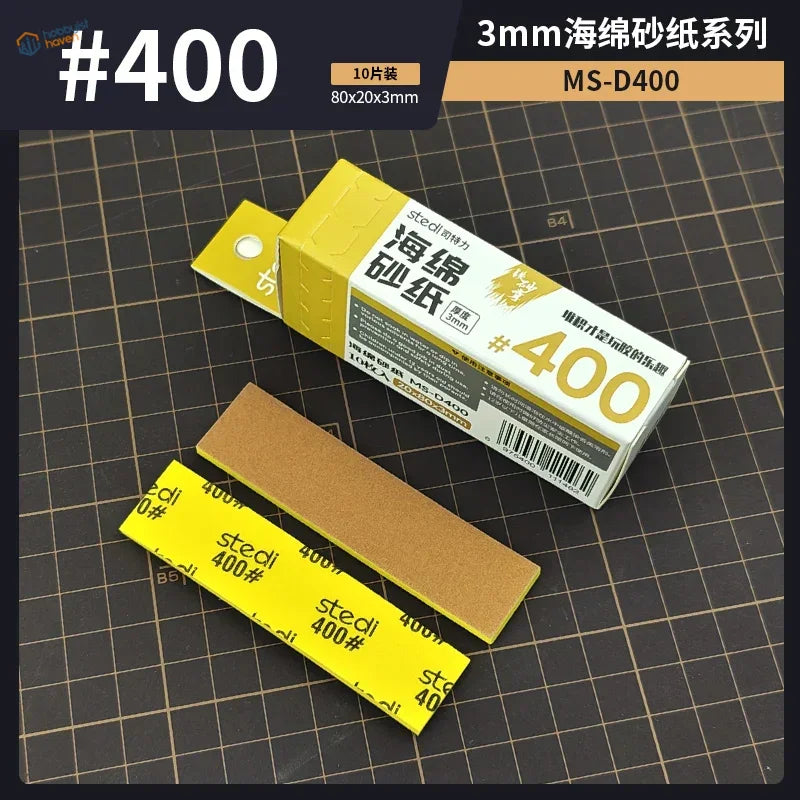 Stedi sanding sponges #400 3mm yellow pack, model ms-d400, 10pcs/box
