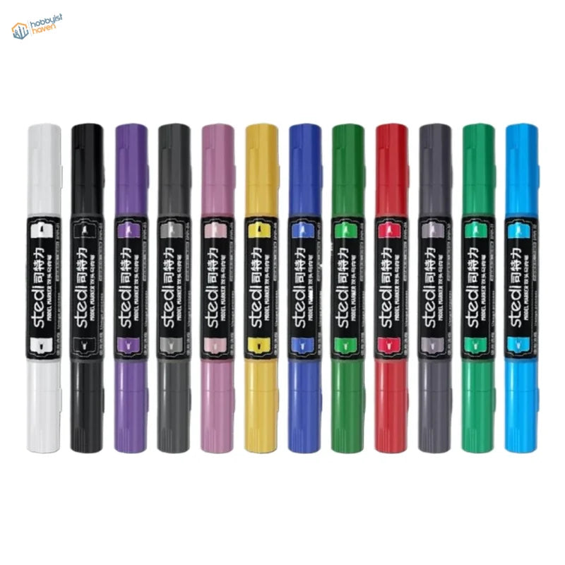 Stedi 12pcs double-headed marker pens set in 10 vibrant colors