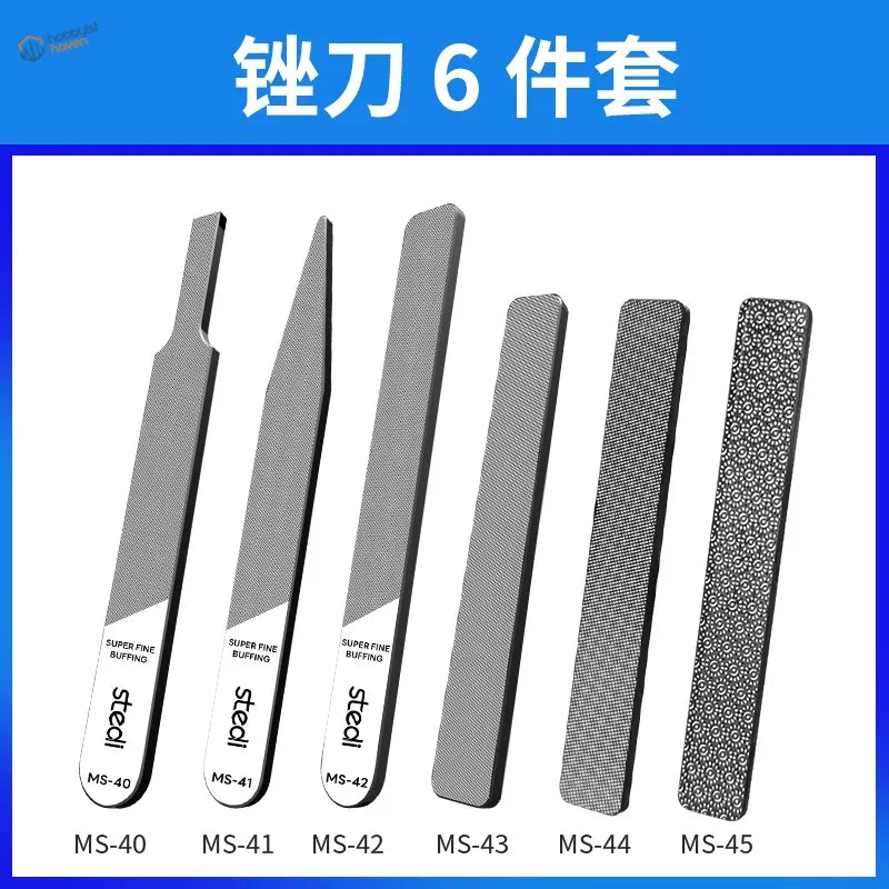 Stedi #320-#1000 grit glass files: 6 precision sanding files with patterned MS-45