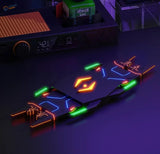Stedi 40g water-based fluorescent panel liner paints on sleek black gaming mousepad with neon LED strips