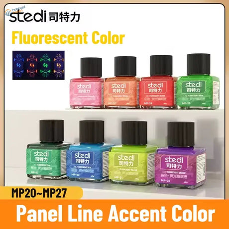Stedi 40g fluorescent panel liner paints for resin garage kits, 6 vibrant colors