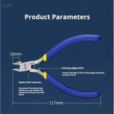 Blue-handled scool ms-104 precision diagonal cutters with yellow accents and metallic jaws for model building tools