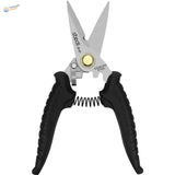 Black-handled stedi heavy-duty multipurpose hobby shears with stainless steel blades and gold pivot for precision hobby tools