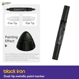 Stedi Black Iron dual-tip metallic paint marker with fine tip, flat tip and black metallic painting effect