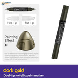 Stedi Dark Gold dual-tip metallic paint marker with fine tip, flat tip and antique gold painting effect