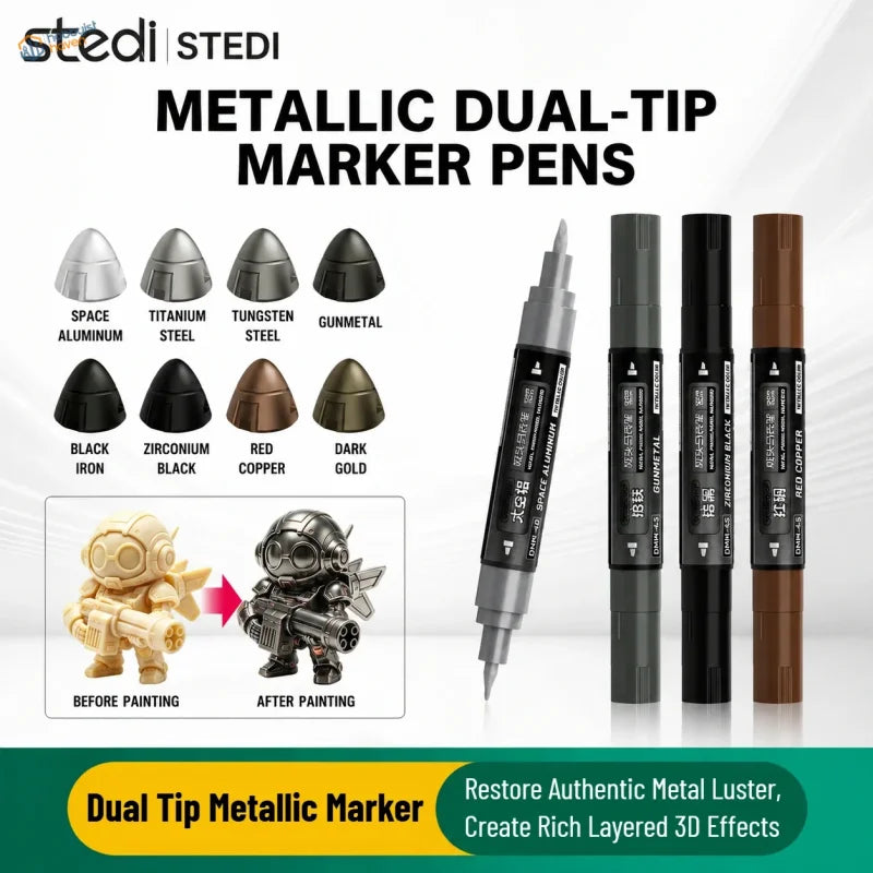 Pennarelli per pittura a doppia punta metallici Stedi