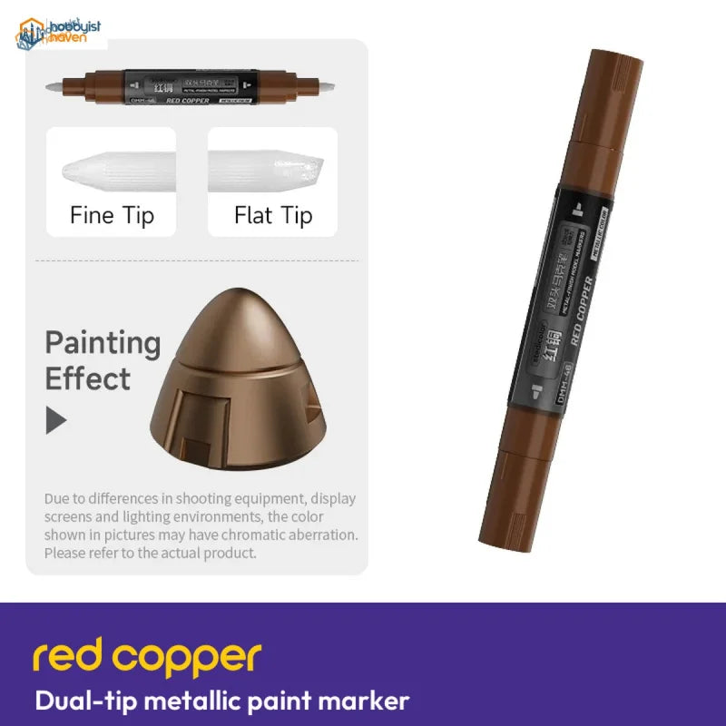 Stedi Red Copper dual-tip metallic paint marker with fine tip, flat tip and copper painting effect