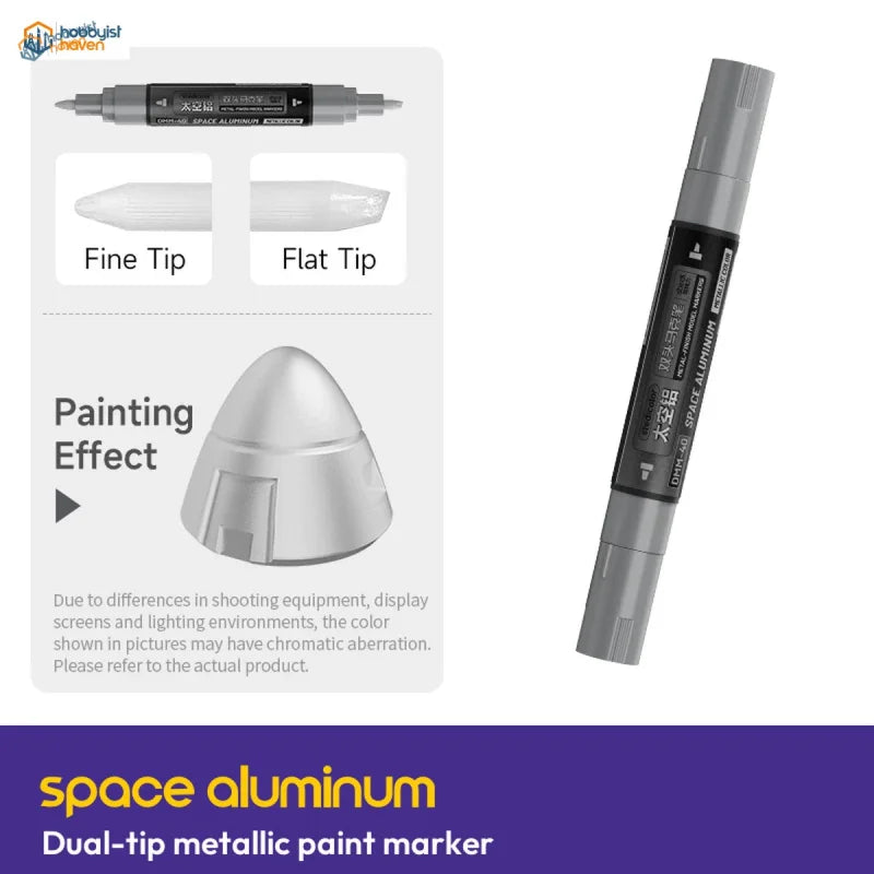 Stedi Space Aluminum dual-tip metallic paint marker with fine tip, flat tip and silver painting effect