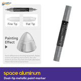 Stedi Space Aluminum dual-tip metallic paint marker with fine tip, flat tip and silver painting effect