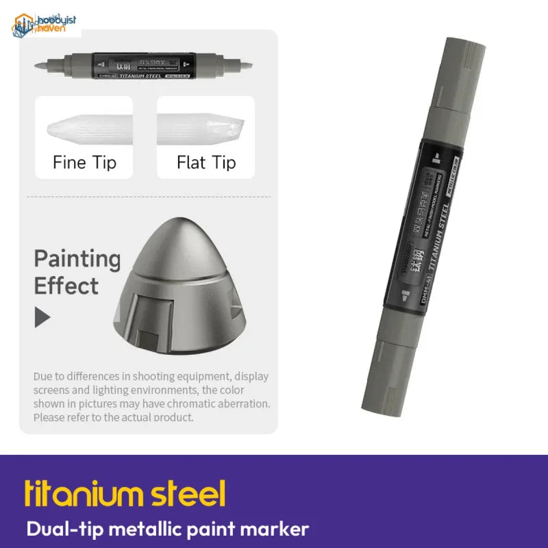 Stedi Titanium Steel dual-tip metallic paint marker with fine tip, flat tip and steel-grey painting effect