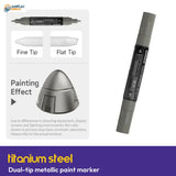 Stedi Titanium Steel dual-tip metallic paint marker with fine tip, flat tip and steel-grey painting effect