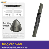 Stedi Tungsten Steel dual-tip metallic paint marker with fine tip, flat tip and dark-grey painting effect