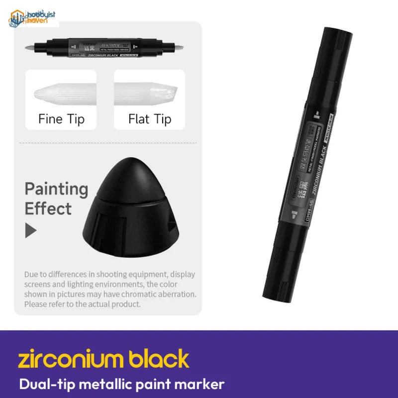Stedi Zirconium Black dual-tip metallic paint marker with fine tip, flat tip and deep black painting effect
