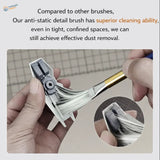 Stedi ms-86 anti-static dust brush with white bristles, gold ferrule, and gray handle for precise scale modeling tools cleaning