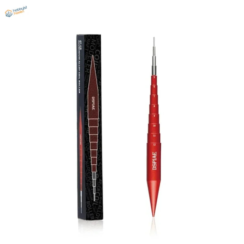 Red aluminum stepped mandrel with dsp branding for scale modeling