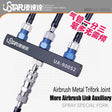 Three point airbrush joint UA-90052 by Ustar, black metal trifork with blue silver fittings