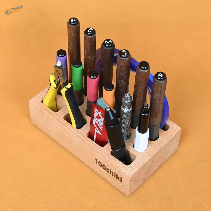 Light wooden racks for scale modeling tools and jewelry
