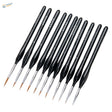 Triangular handle precision brushes, 10 fine-tipped black-handled set