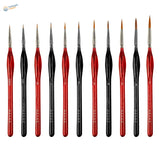 Triangular handle precision brushes: 10 red black numbered set