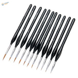 Triangular handle precision brushes set of 10 with black handles