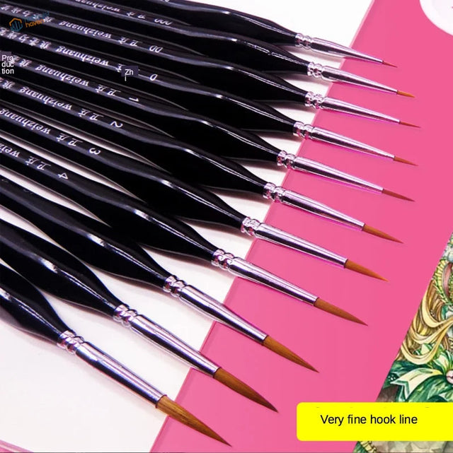 Triangular handle precision brushes with black paintbrushes, silver ferrules