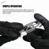 Silver translucent resin car model mid-cure with two component epoxy putty