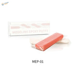 Vibrant coral two component epoxy putty bar in clear plastic wrap