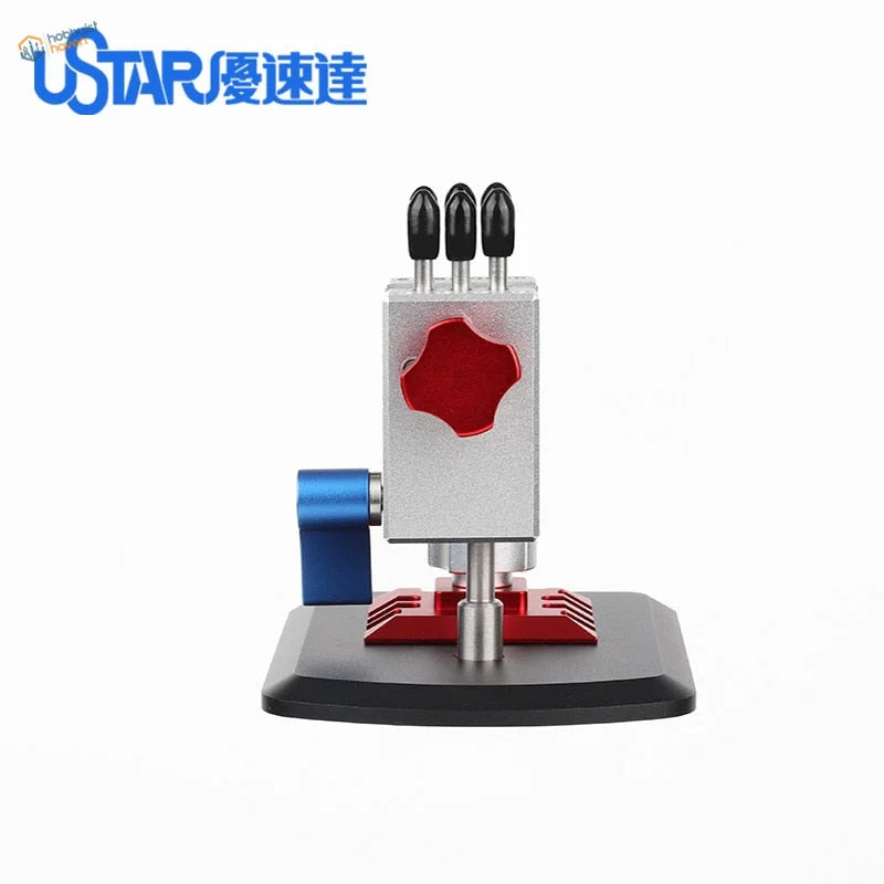 Ustar silver and red universal precision vise with 3 black-tipped probes