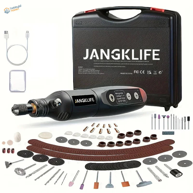 Electric pin vise hand drill for scale modeling with 24-piece drill bit set, USB rechargeable
