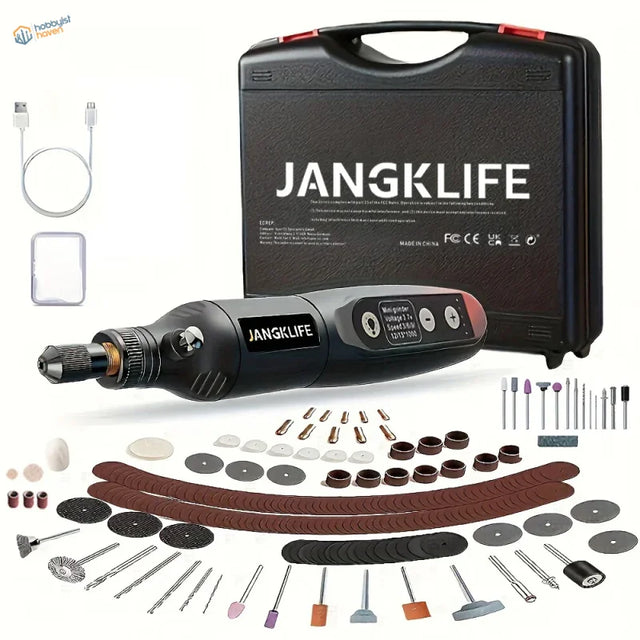 Electric pin vise hand drill for scale modeling with 24-piece drill bit set, USB rechargeable
