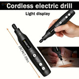 Black Jangkliff USB rechargeable mini electric drill with light display