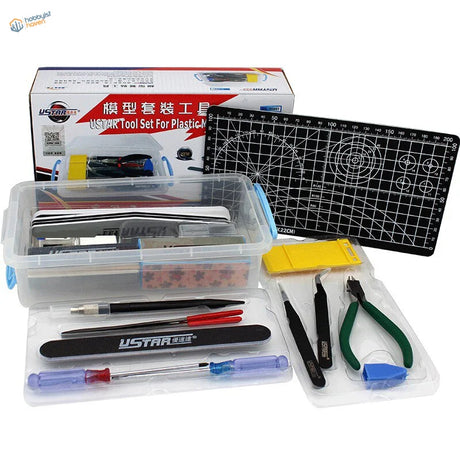 Ustar 19-in-1 scale modeling toolset with clear case and tools