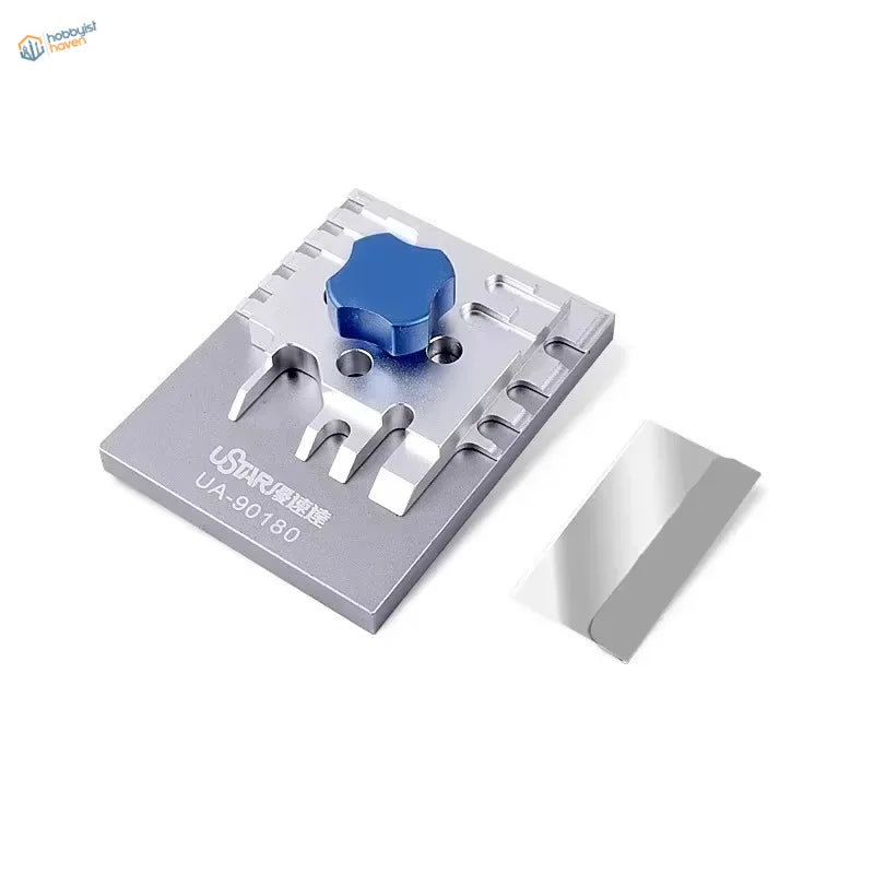 UStar 65x50mm upgraded photoetch bending tool UA-90180 with silver metal screen repair and blue hexagonal knob