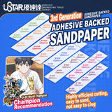 UStar self-adhesive sandpaper sheets in various grits engineered for modeling with a durable adhesive backing