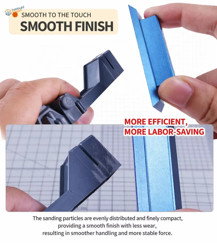 Blue plastic sanding block with ergonomic design for use with ustar self-adhesive sandpaper sheets engineered for smooth finish