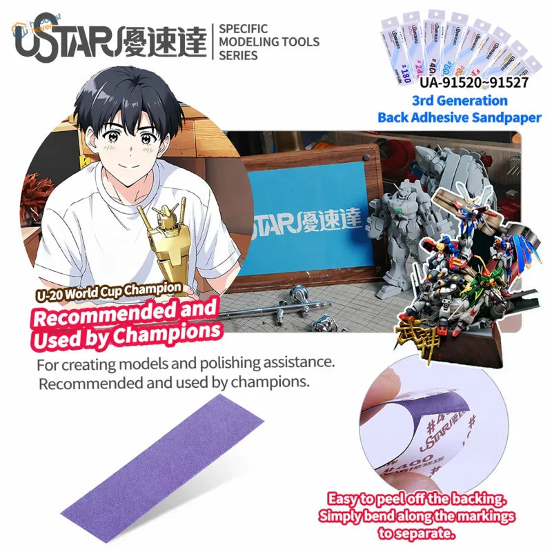 Purple back adhesive self-adhesive sandpaper sheets by ustar engineered for precise model crafting use