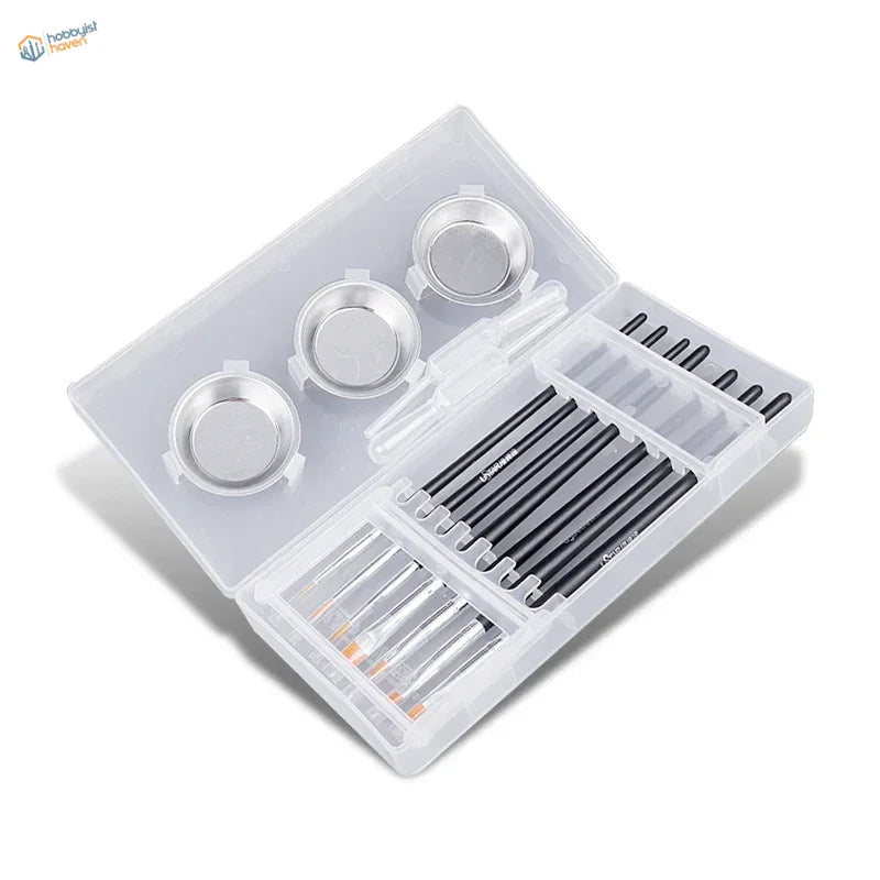 UStar brushes and accessories set in clear case with tools