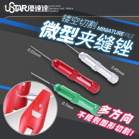 UStar carving wire saw with red, green, silver mini tools and textured grips