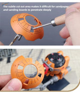 Orange plastic ustar narrow flat polishing file part with cut-out design and segmented ridges for precise polishing
