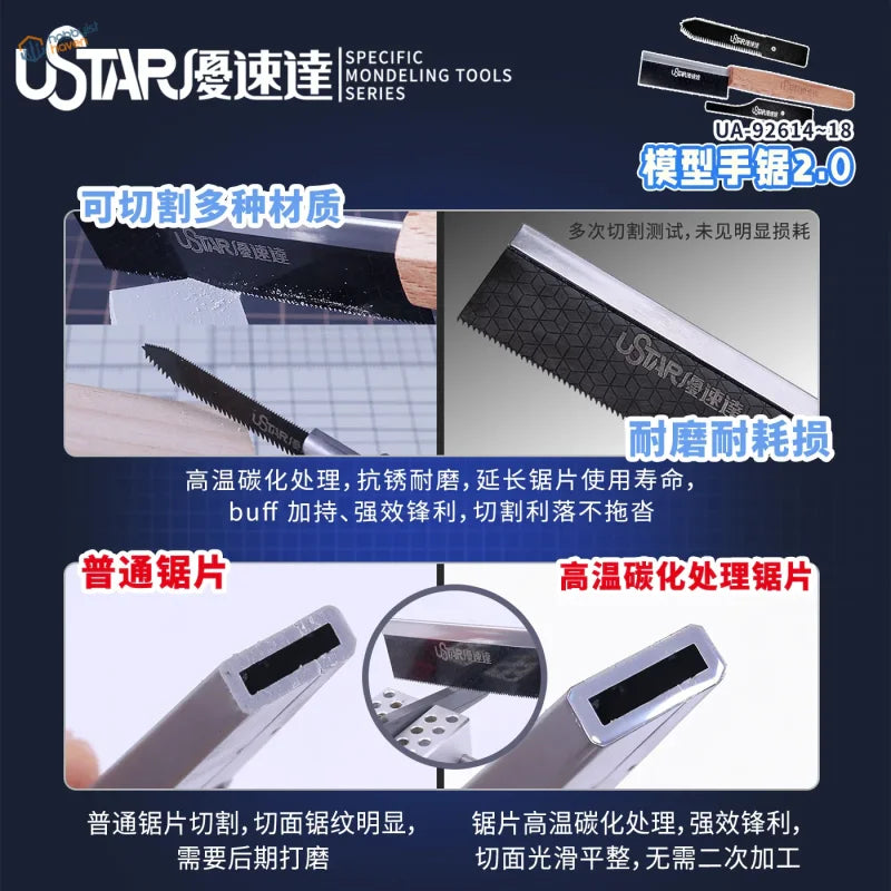 Ustar stainless steel model hand saw 2.0 with black serrated blade
