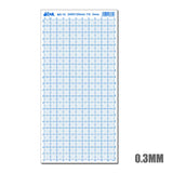 Blue abs plastic modeling sheet with precise 0.3mm grid markings and measurement scales labeled ms-78 at the top