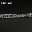 N scale white plastic building fence wall with geometric lattice-top picket design for station platform use