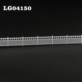 N scale white plastic building fence wall with vertical slats and lattice-top picket design for station platform uses